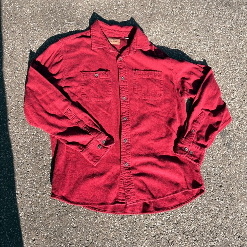 Woolrich Mens Red Chamois Cloth Shirt XL Workwear Lumberjack Outdoor Cotton